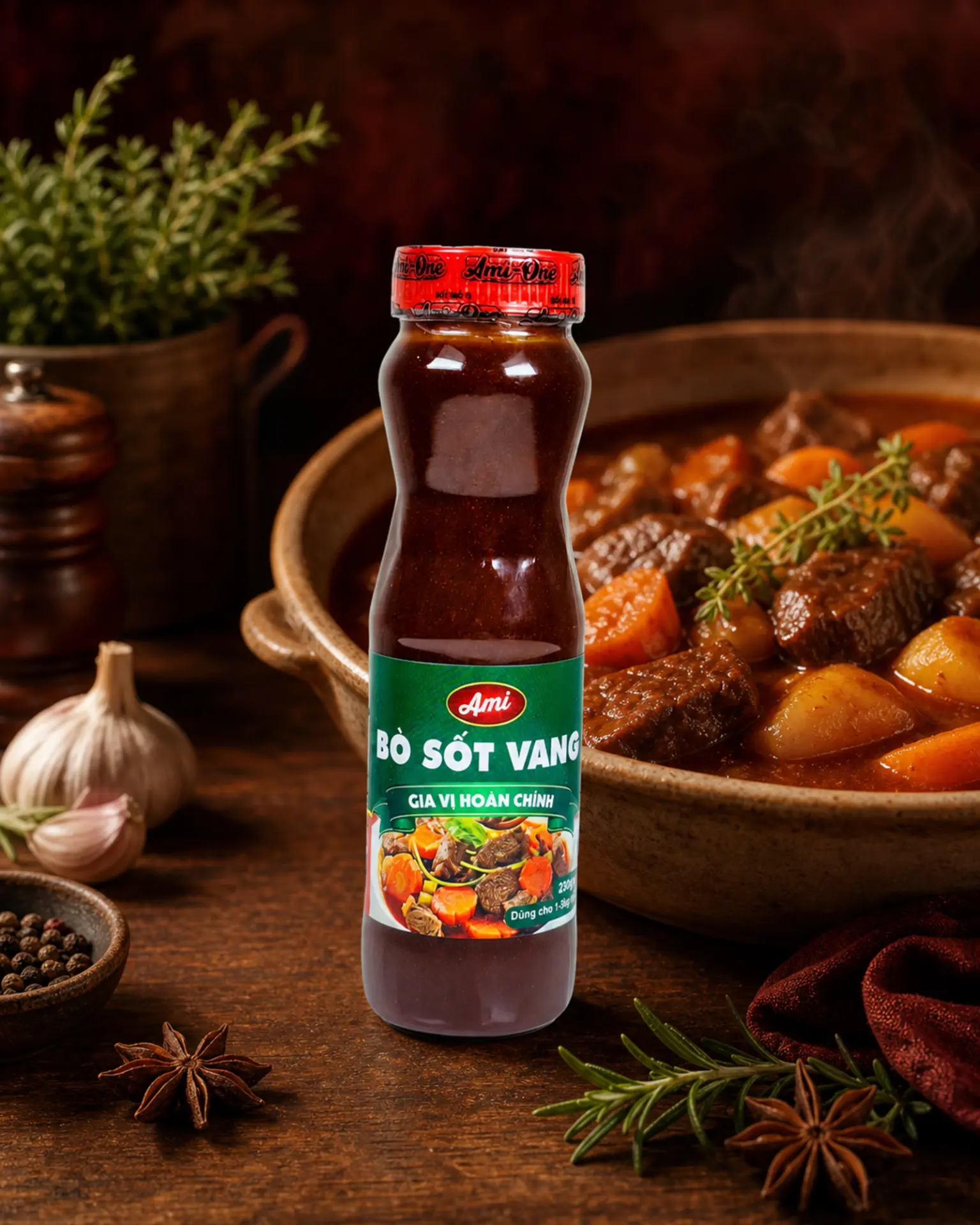 Sốt Bò Sốt Vang Ami-One (Chai 230g)